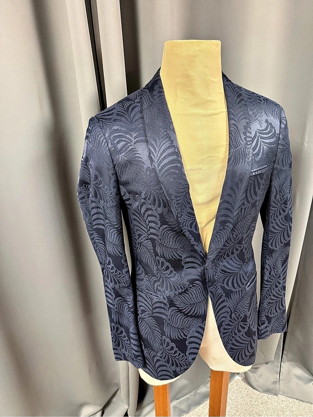 Topman Floral Slim Fit Blazer in Blue Size 38R Like New